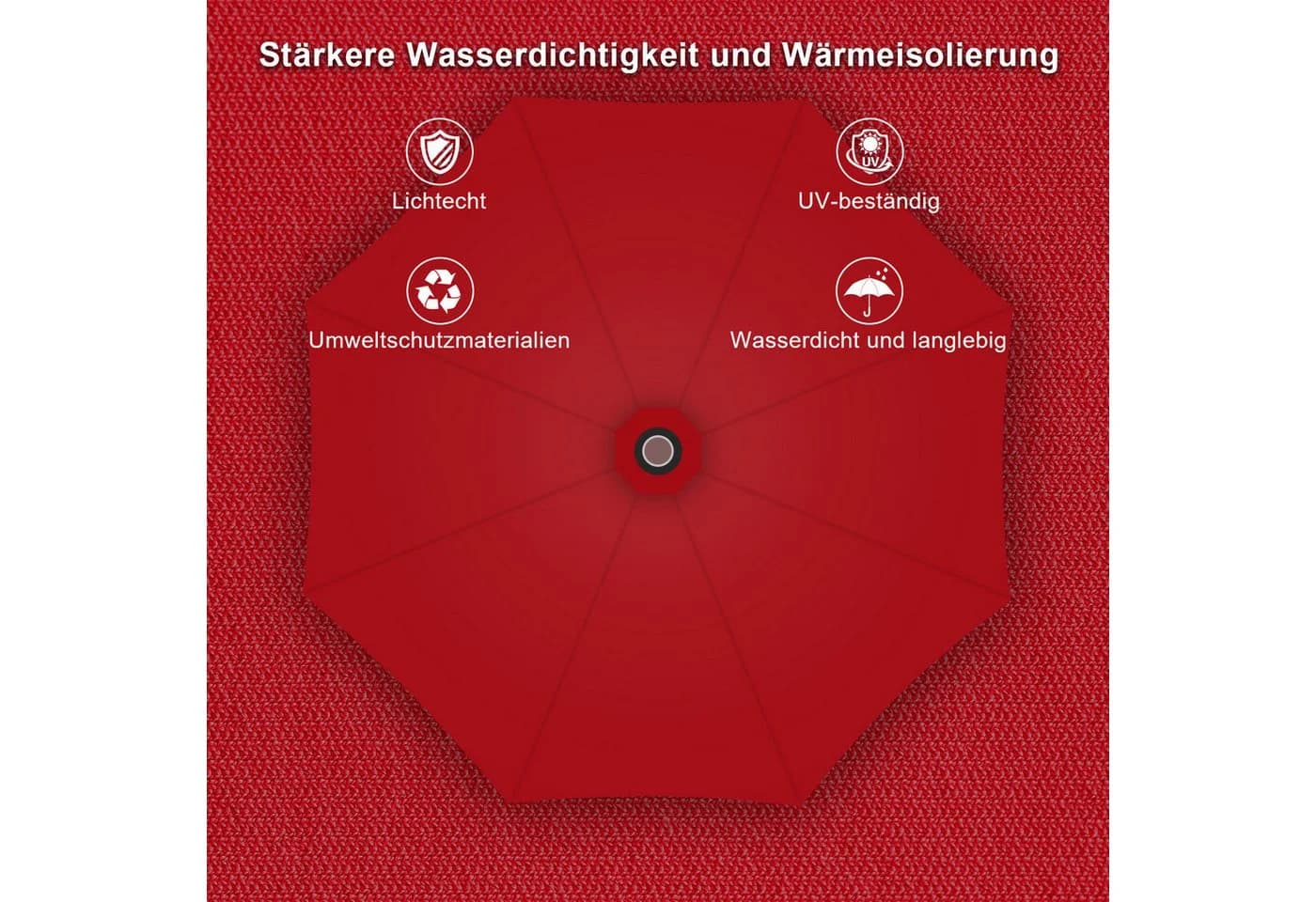 Clanmacy Sonnenschirm 350 cm UV50+ Rot - Bild 4