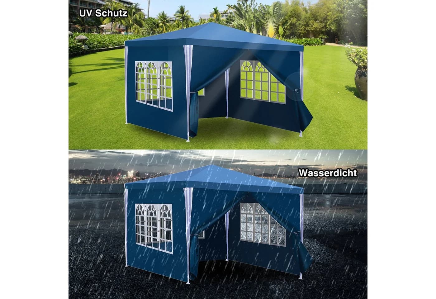 Clanmacy Pavillon 3x3 m Blau UV-Schutz wasserfest - Bild 3