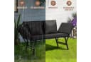 Clanmacy Gartenbank 3-Sitzer Poly Rattan Grau Klappbar Bild 4