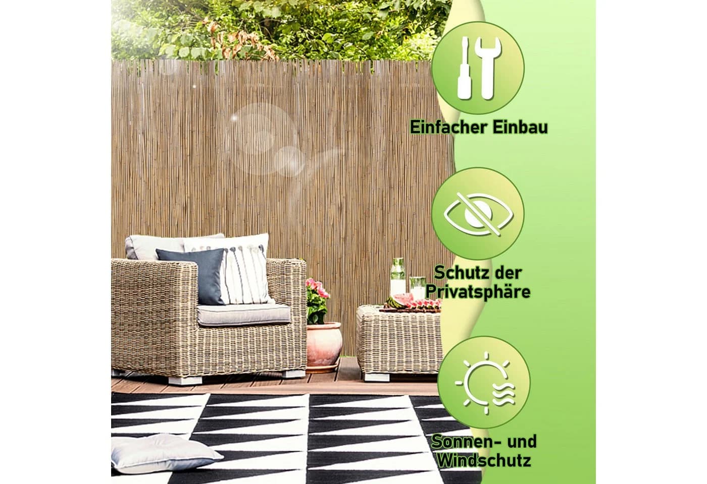 Clanmacy Schilfrohrmatte Sichtschutz 90x300cm Natur - Bild 4