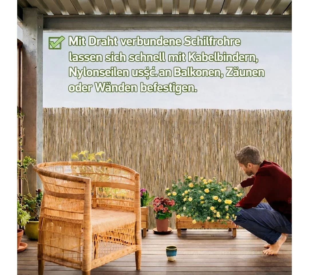 Clanmacy Schilfrohrmatte Sichtschutz 90x300cm Natur - Bild 5