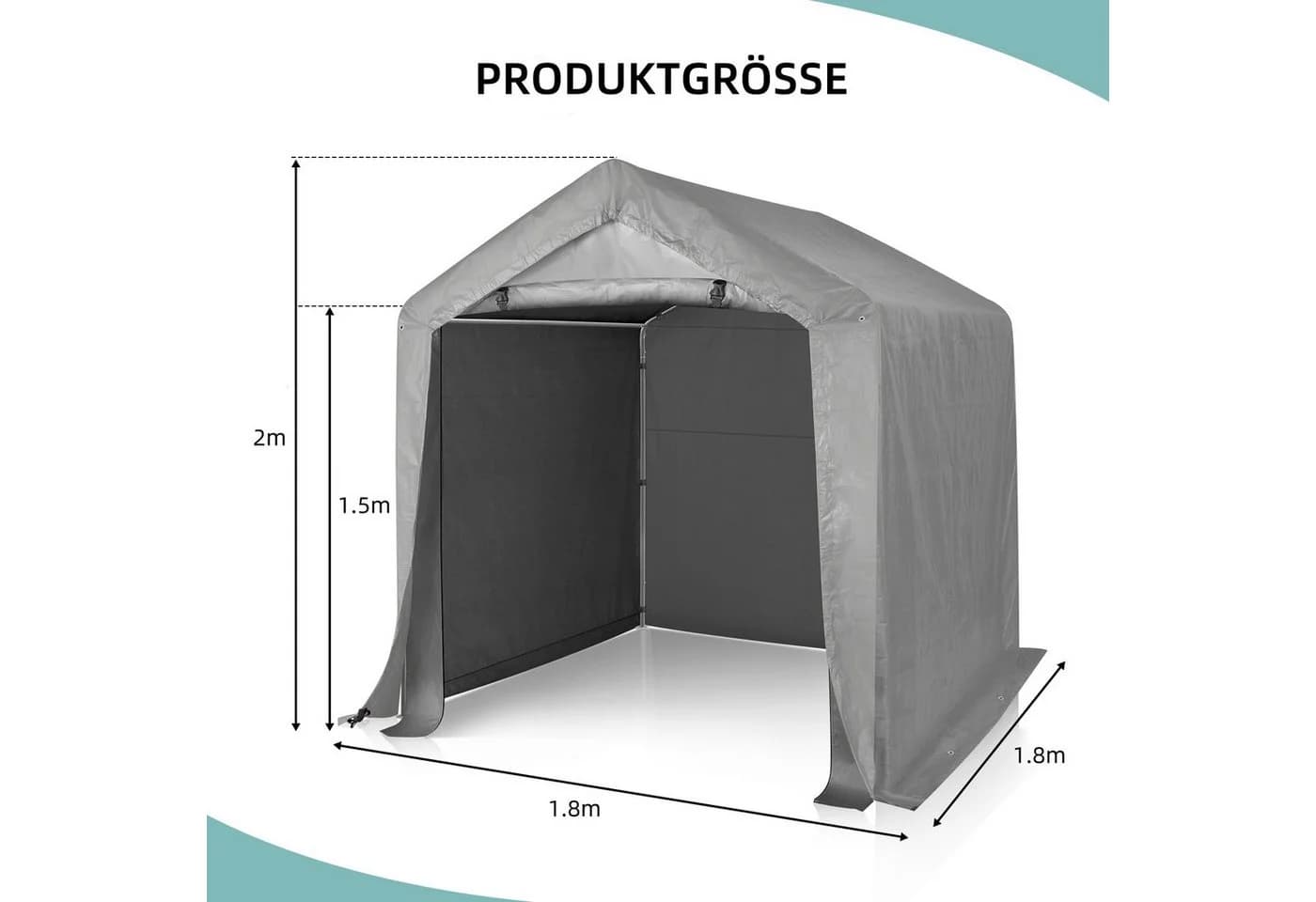 LALAHO Gerätehaus Grau Stahlrahmen Wasserdichtes Zelt - Bild 3