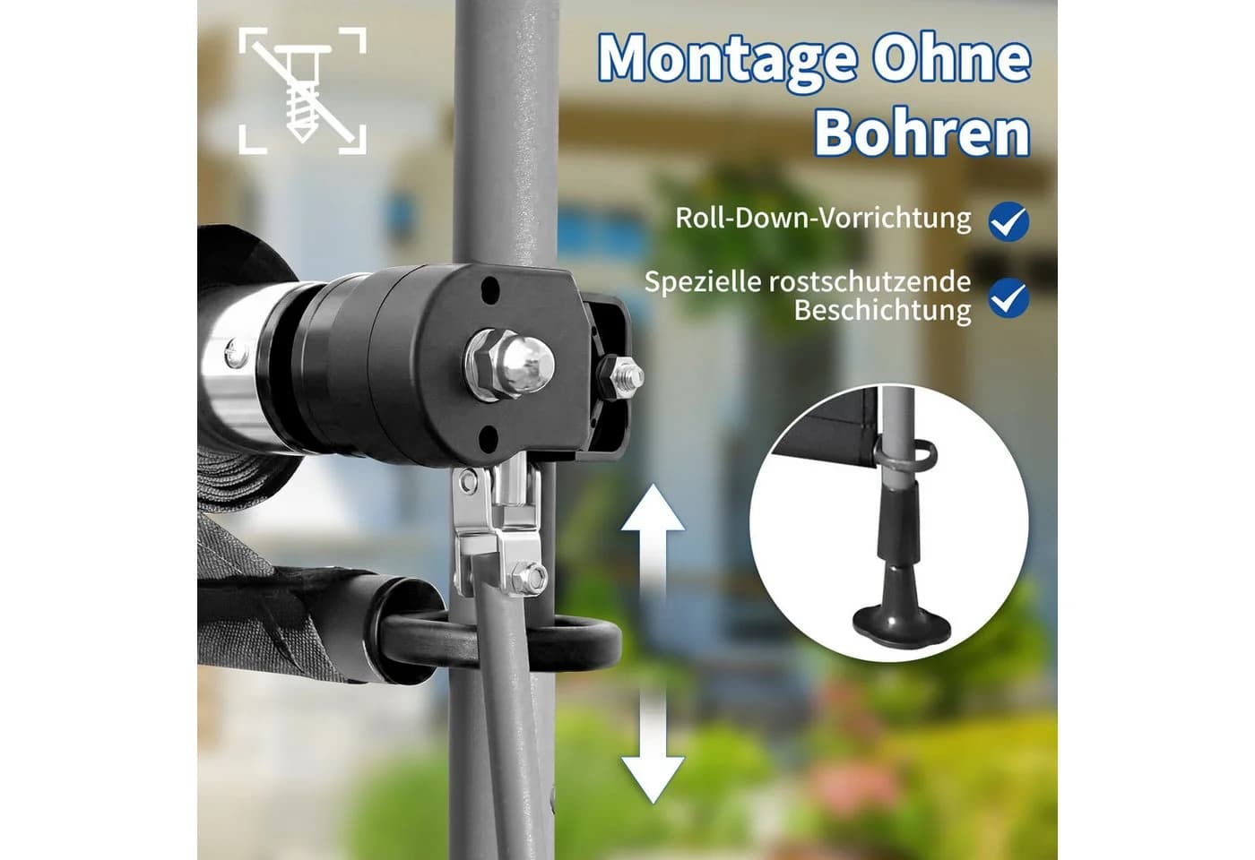 LALAHO Senkrechtmarkise Klemmmarkise Außen Balkon Sonnenschutz Grau - Bild 4