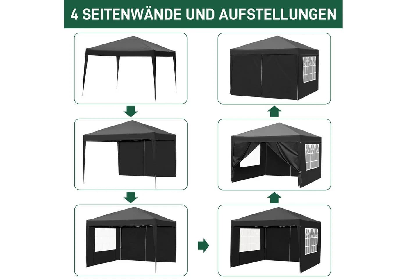 LALAHO Faltpavillon 3x3 m Gartenpavillon UV-Schutz 50+ - Bild 5