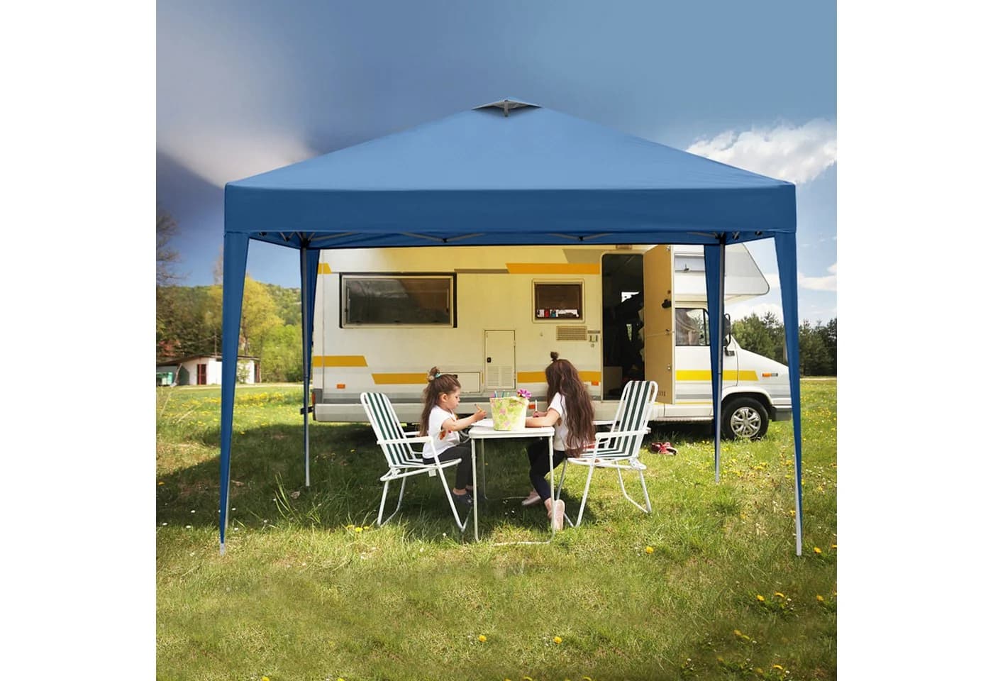 LALAHO Faltpavillon 3x3m Blau UV-Schutz Wasserdicht - Bild 4