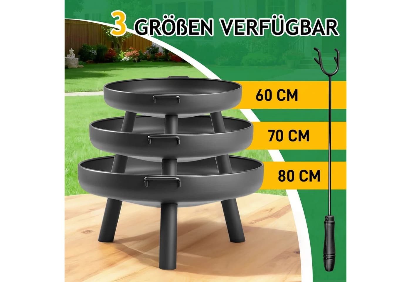 LALAHO Feuerschale Feuerstelle Feuerkorb für Terrasse Tischkamin Garten & Camping