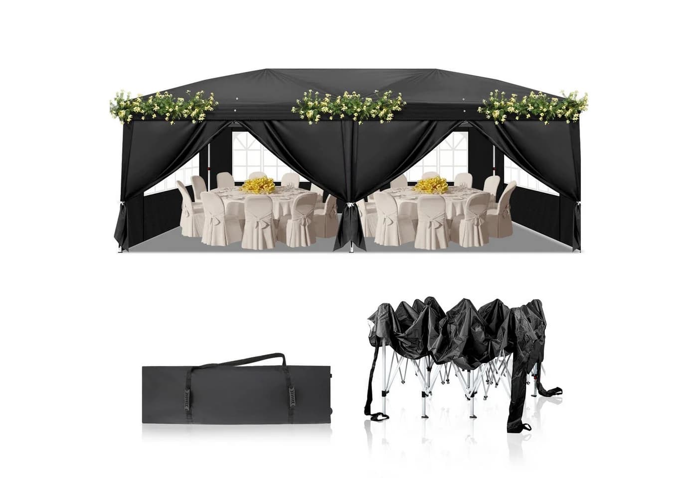 LALAHO Faltpavillon 3x6m mit 6 Seitenteilen, Wasserdicht & UV-Schutz - Bild 2