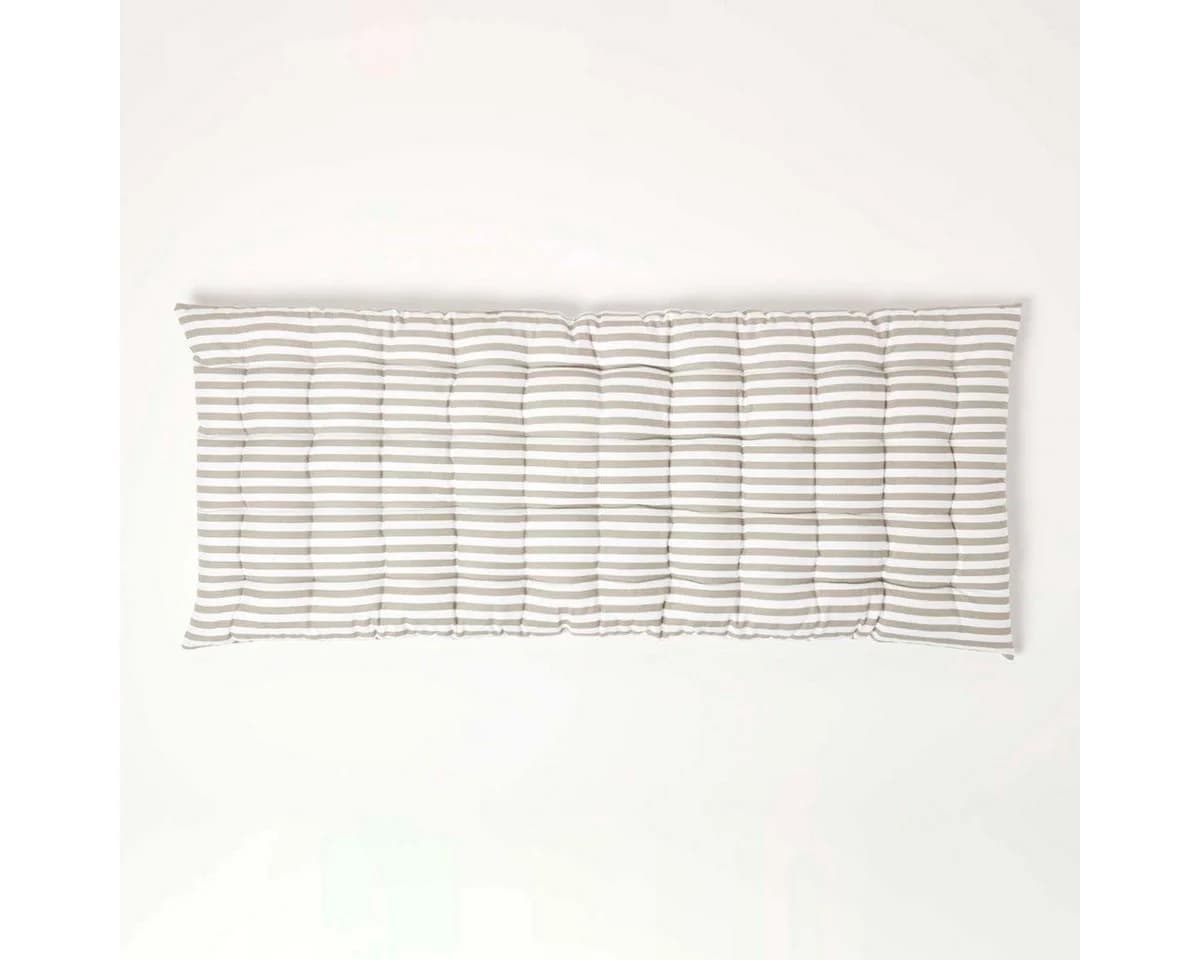 Homescapes 2-Sitzer Bankauflage grau mit Streifen, 100% Baumwolle