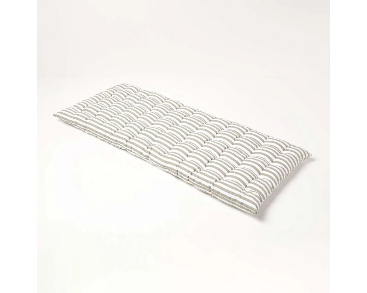 Homescapes 2-Sitzer Bankauflage grau mit Streifen, 100% Baumwolle - Bild 2