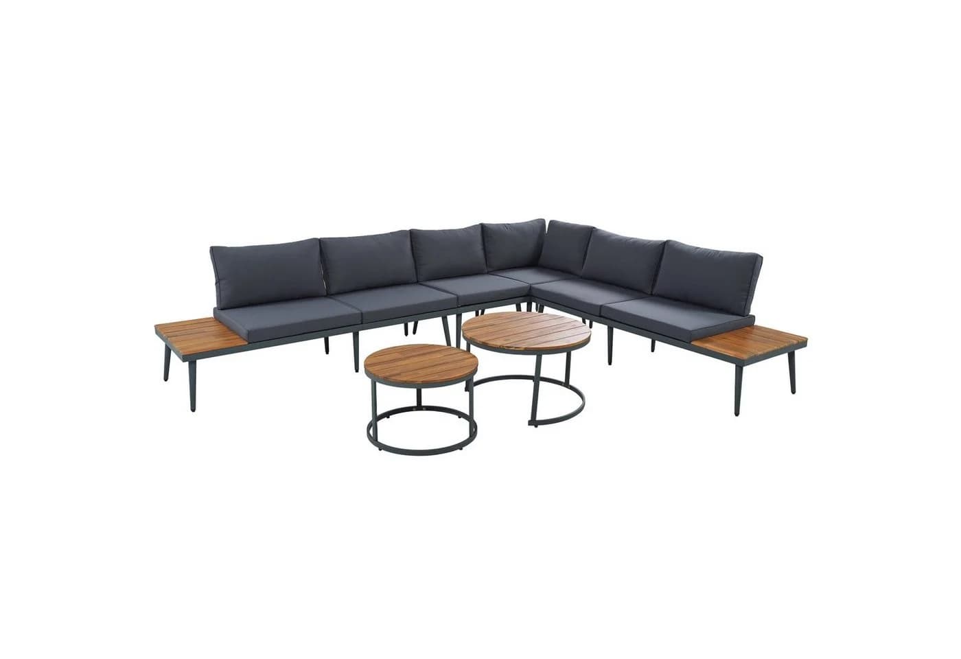 Flieks Gartenlounge-Set 6-tlg. Grau Akazienholz Metall - Bild 5