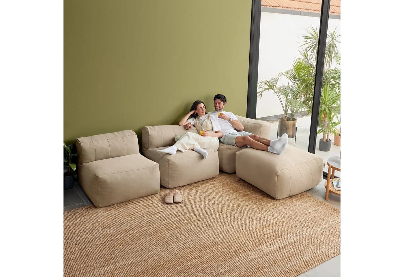 icon Gartenlounge-Set 4-tlg. Beige Polypropylen Modular