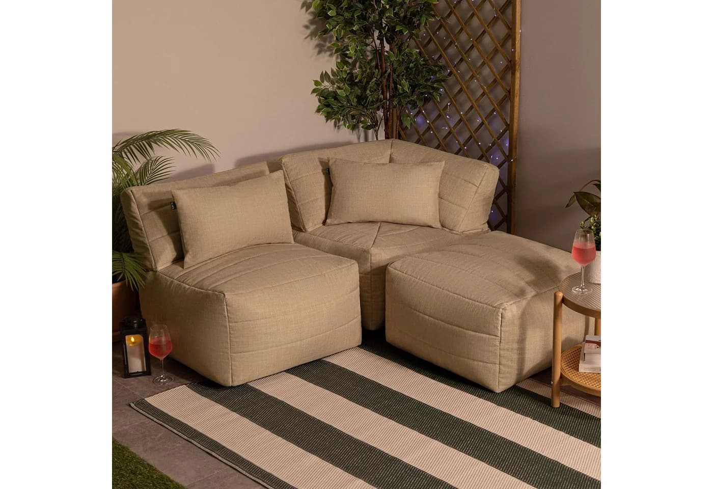 icon Gartenlounge-Set Modulares Outdoorsofa 3-tlg. Beige Polyester - Bild 3