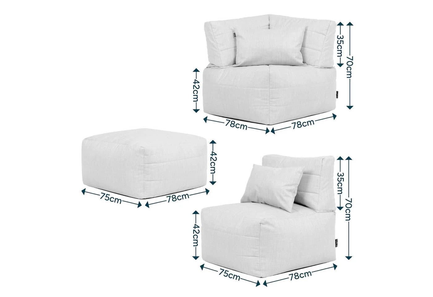 icon Gartenlounge-Set Modulares Outdoorsofa 3-tlg. Beige Polyester - Bild 5