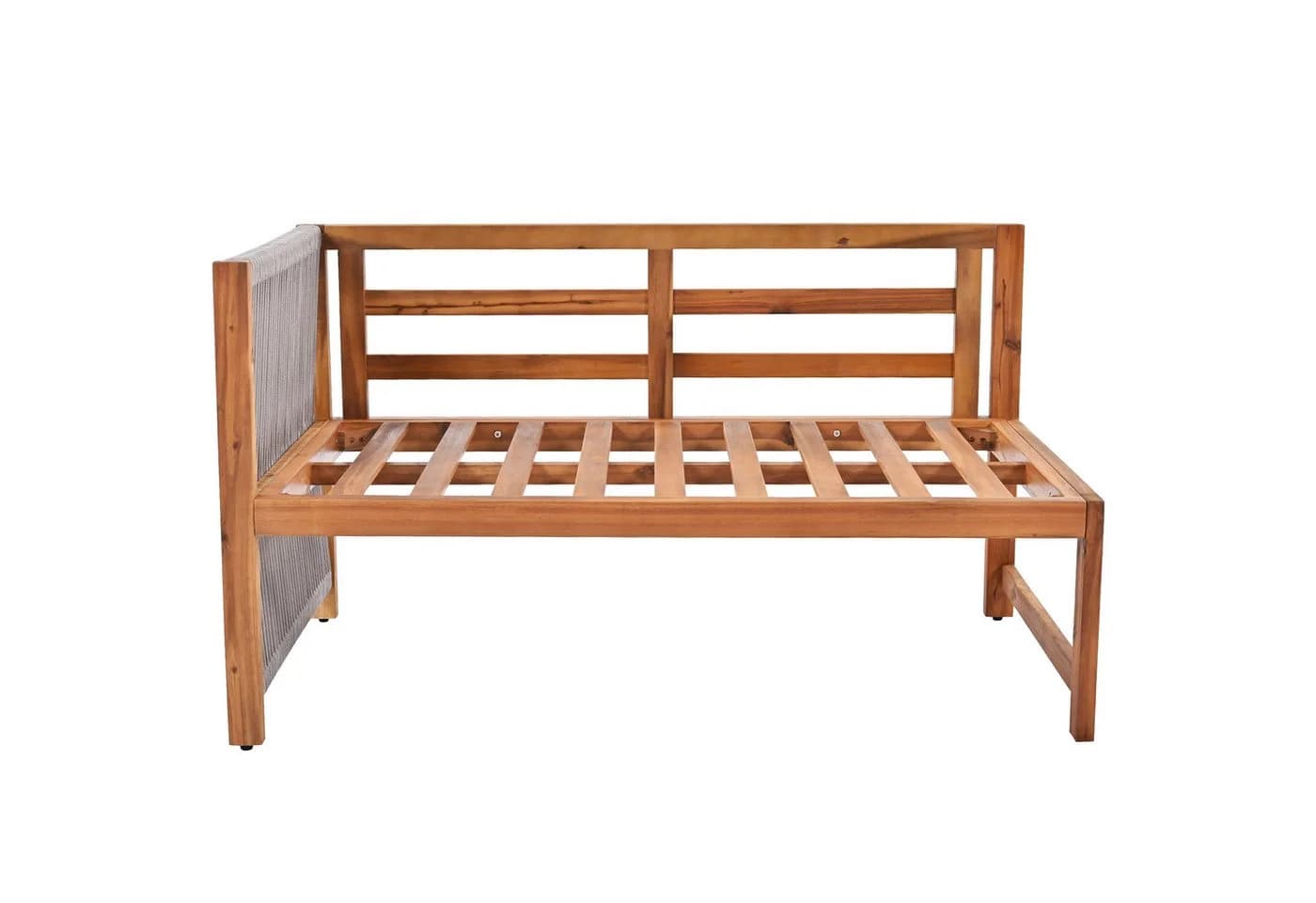 Merax Gartenlounge-Set 3-tlg. mit 2 Eckbänken & Couchtisch Akazie Beige