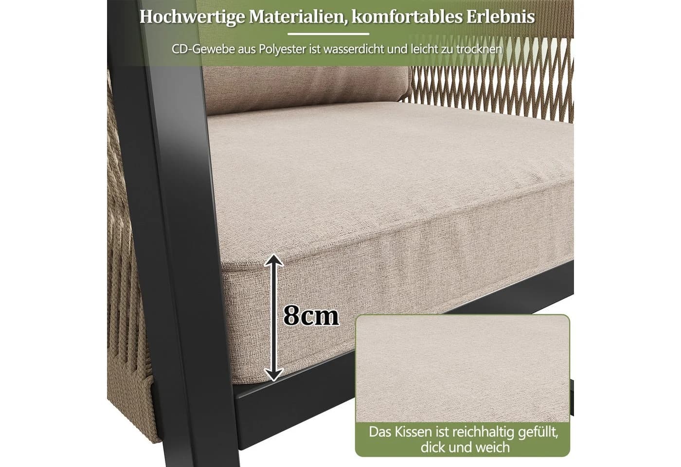 Merax Gartenlounge-Set 6-tlg. Outdoor Gartensofa Balkonset für 8 Personen - Bild 5