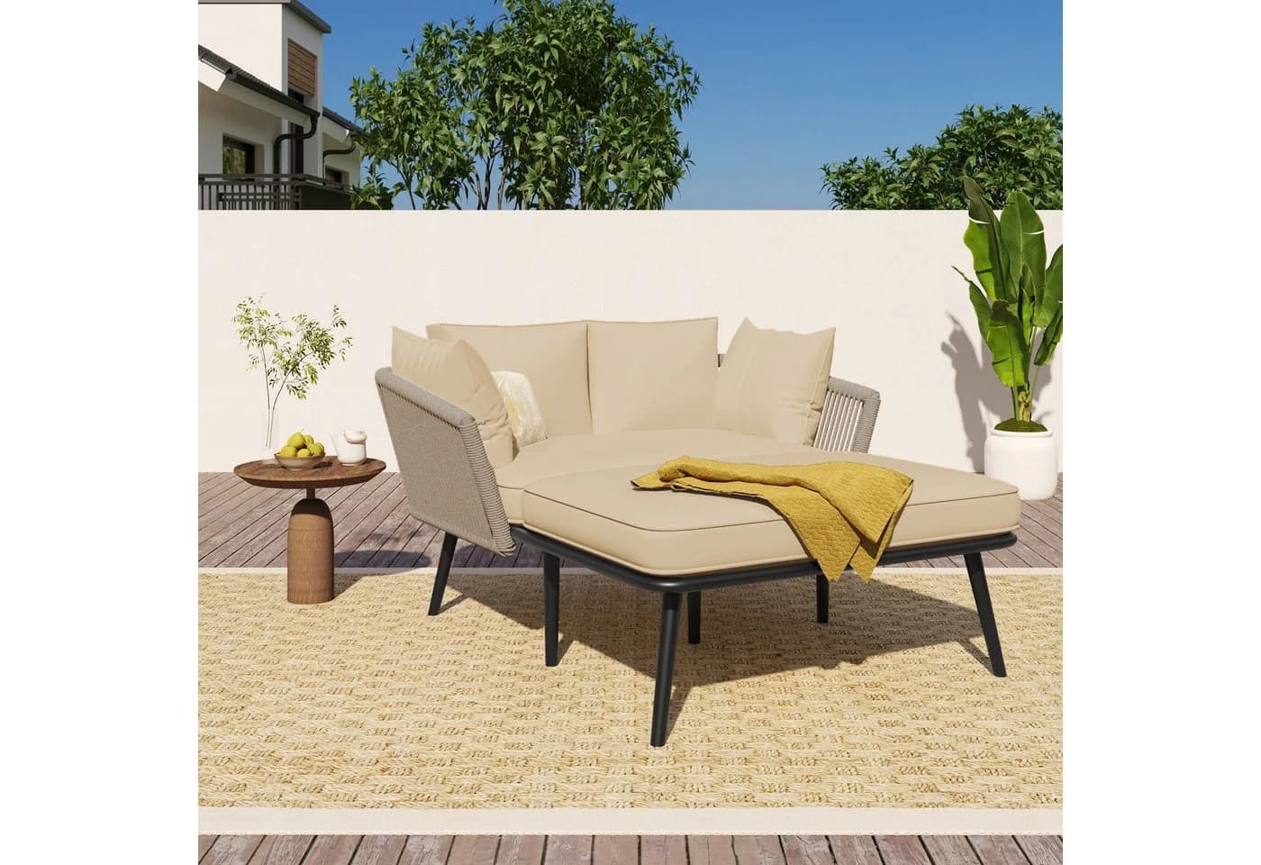 Merax Loungebett mit Stahlrahmen und Kissen - Bild 2