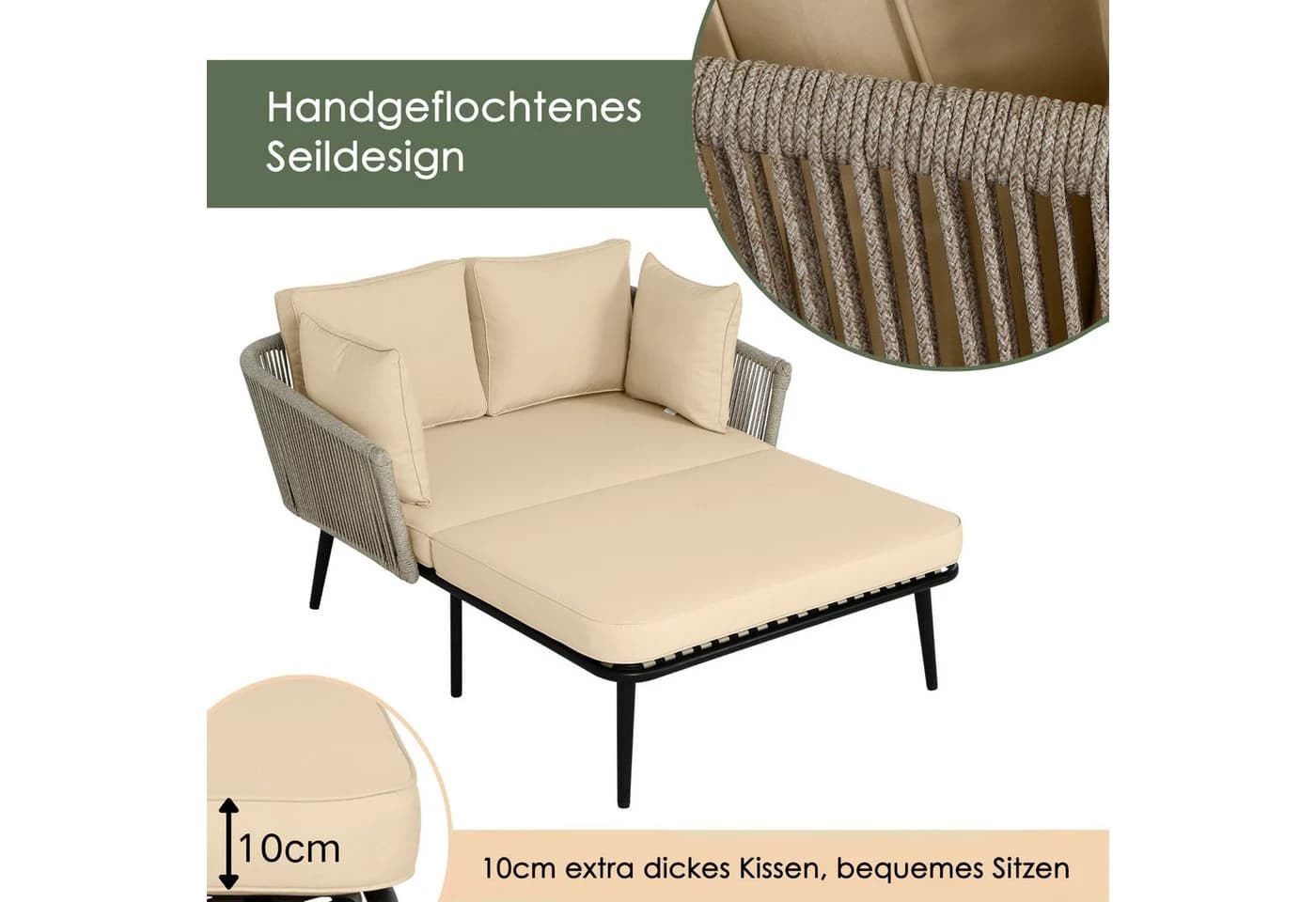 Merax Loungebett mit Stahlrahmen und Kissen - Bild 5
