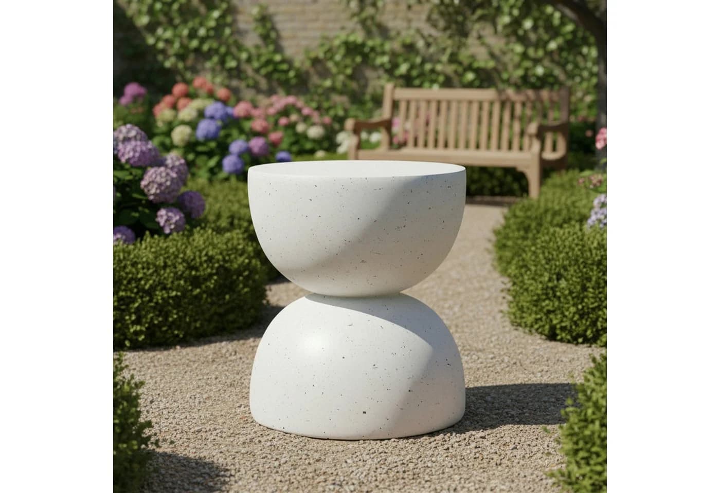 Flieks runder Beistelltisch MgO Terrazzo Weiß Outdoor - Bild 3