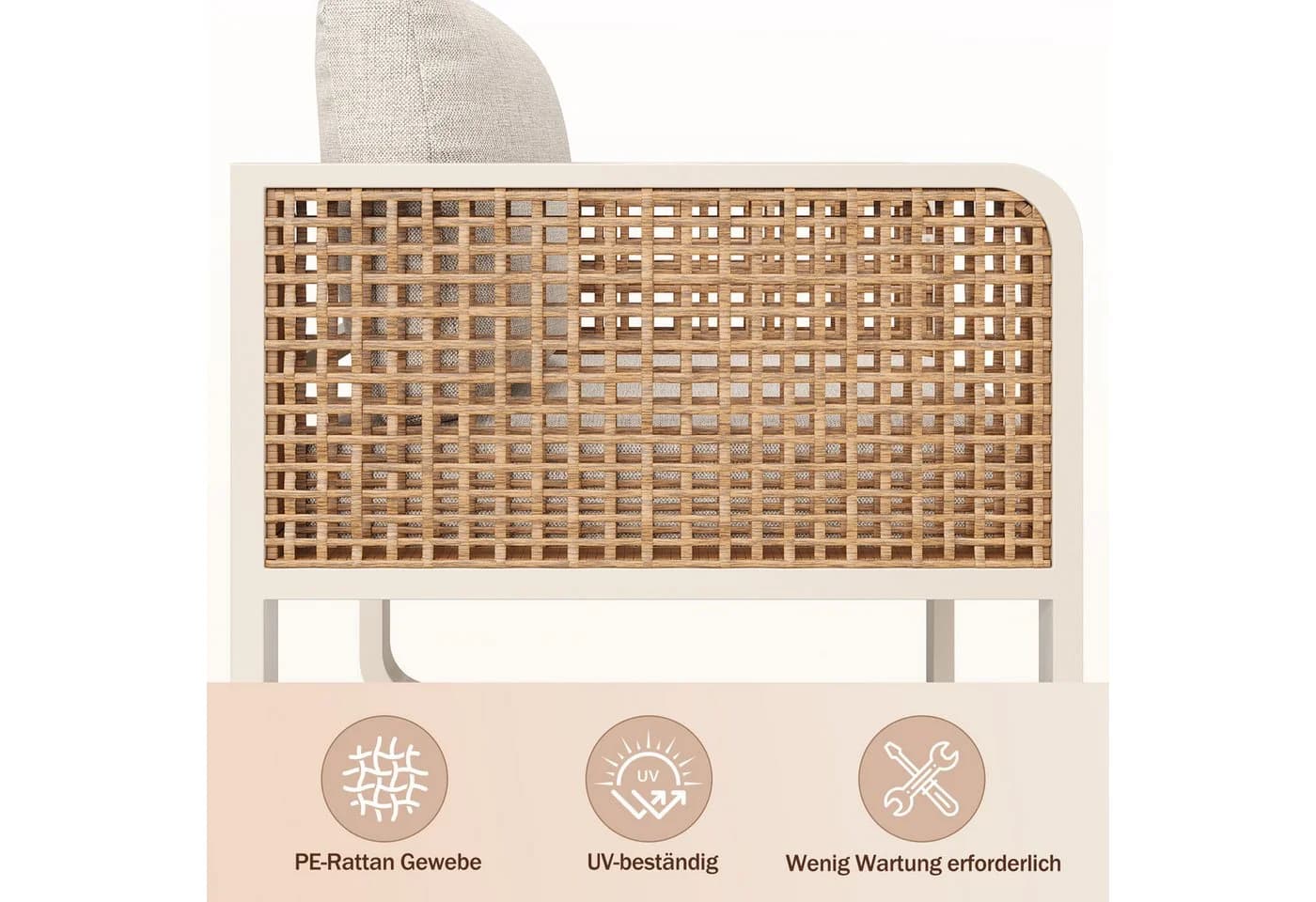 Flieks Gartenlounge-Set 7-tlg. Beige PE-Rattan mit Kissen - Bild 5