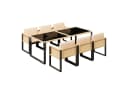 Flieks Garten-Essgruppe 7-tlg. Braunes Polyrattan Set mit 6 Stühlen & Tisch Bild 5