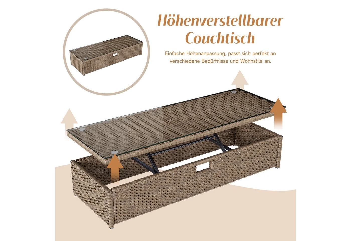 Flieks Gartenliege Gartensofa 2-4 Pers. Polyrattan mit Markise - Bild 5