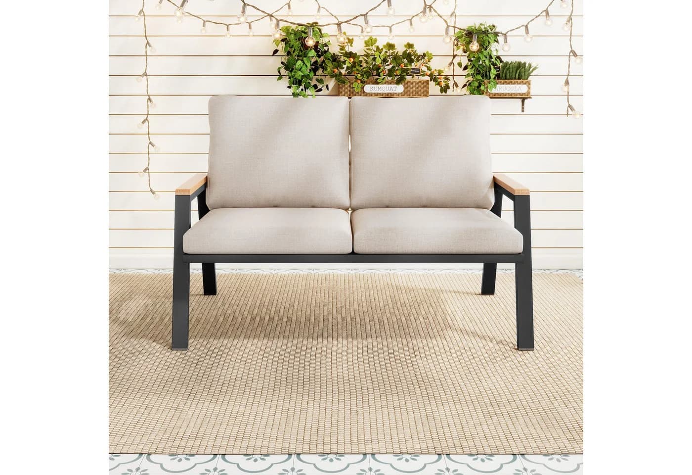 Flieks Gartensofa 2-Sitzer Ecksofa Industriestahl