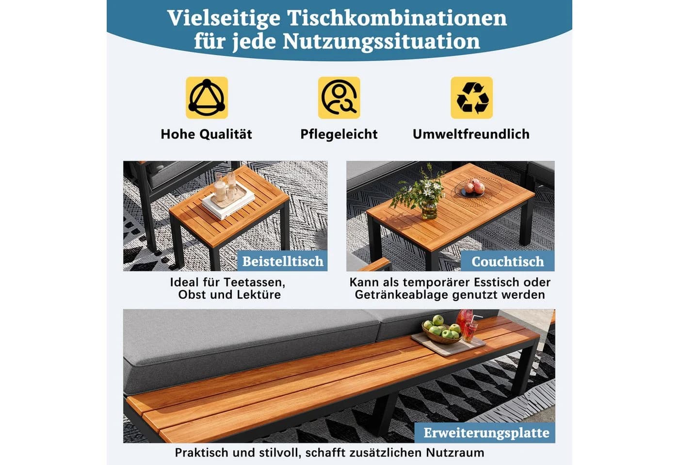 Flieks Gartenlounge-Set 6-Sitzer Ecksofa Grau - Bild 4