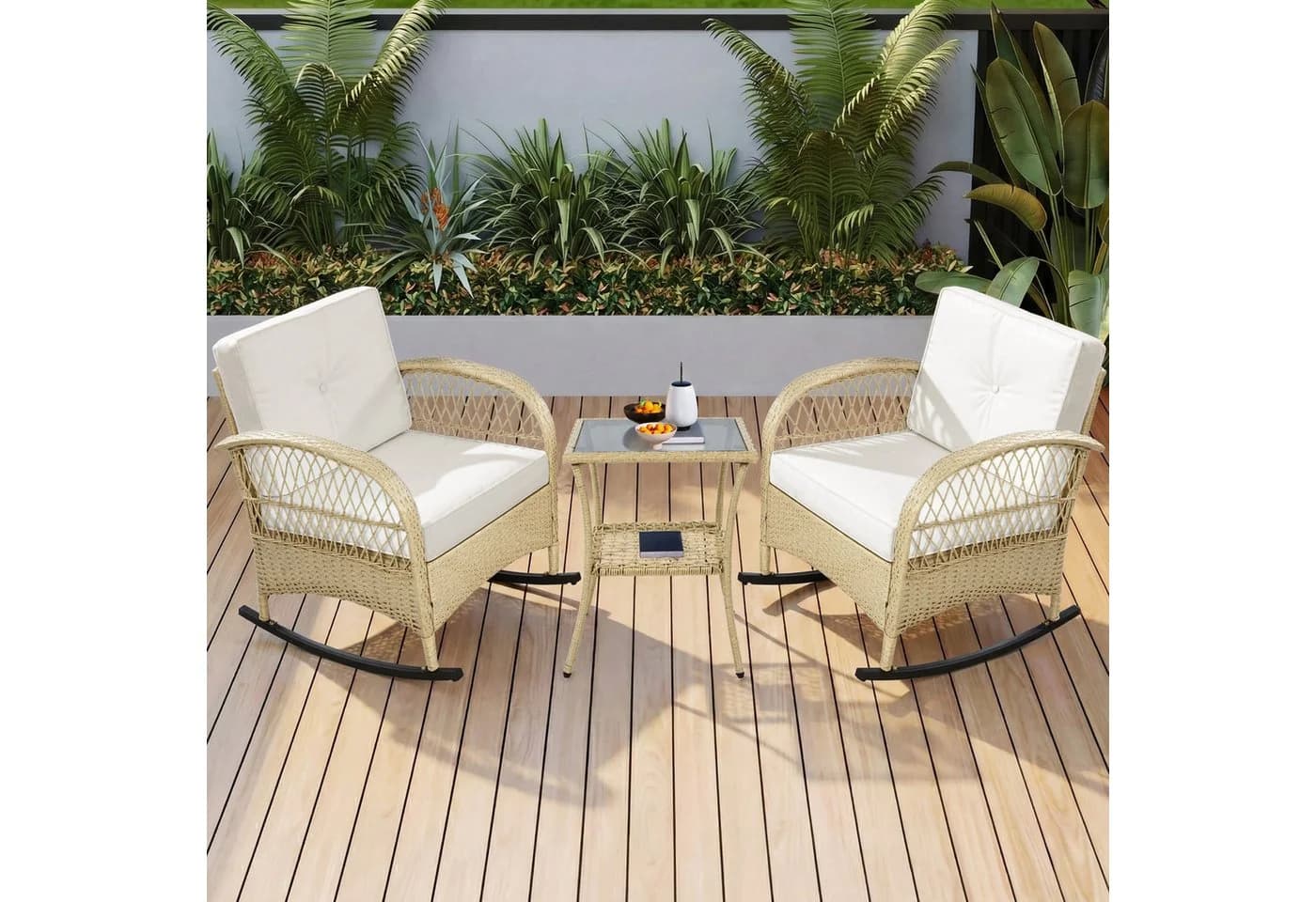 Flieks Balkonset 2 Stühle & Tisch Rattan Beige - Bild 2