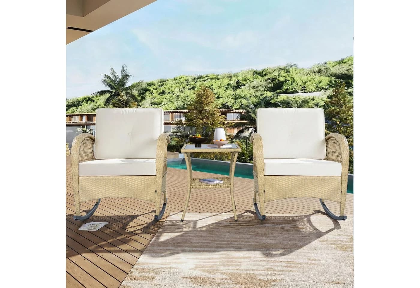 Flieks Balkonset 2 Stühle & Tisch Rattan Beige - Bild 3