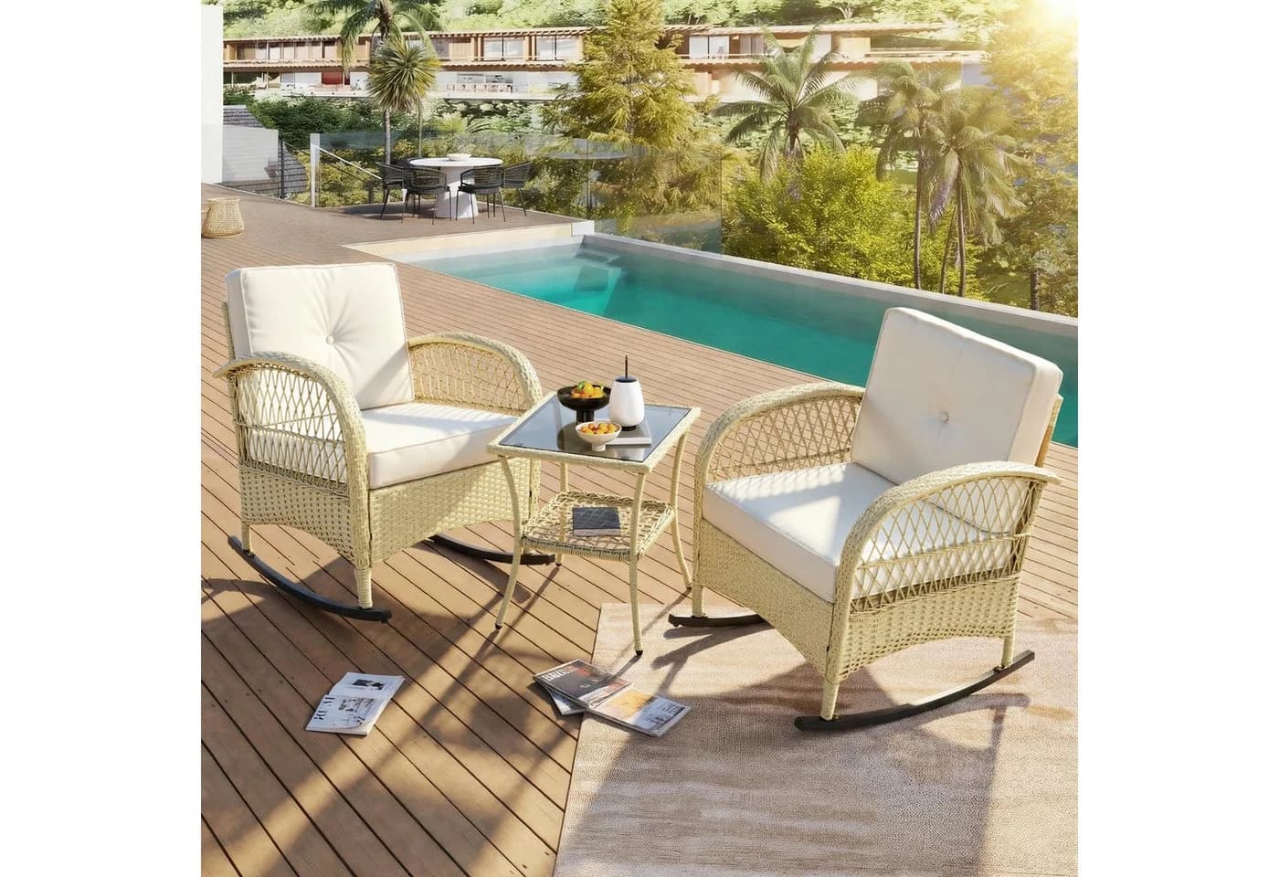 Flieks Balkonset 2 Stühle & Tisch Rattan Beige - Bild 4