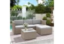Flieks Gartenlounge-Set Polyrattan Ecksofa mit Kissen und Glas-Tisch Bild 2