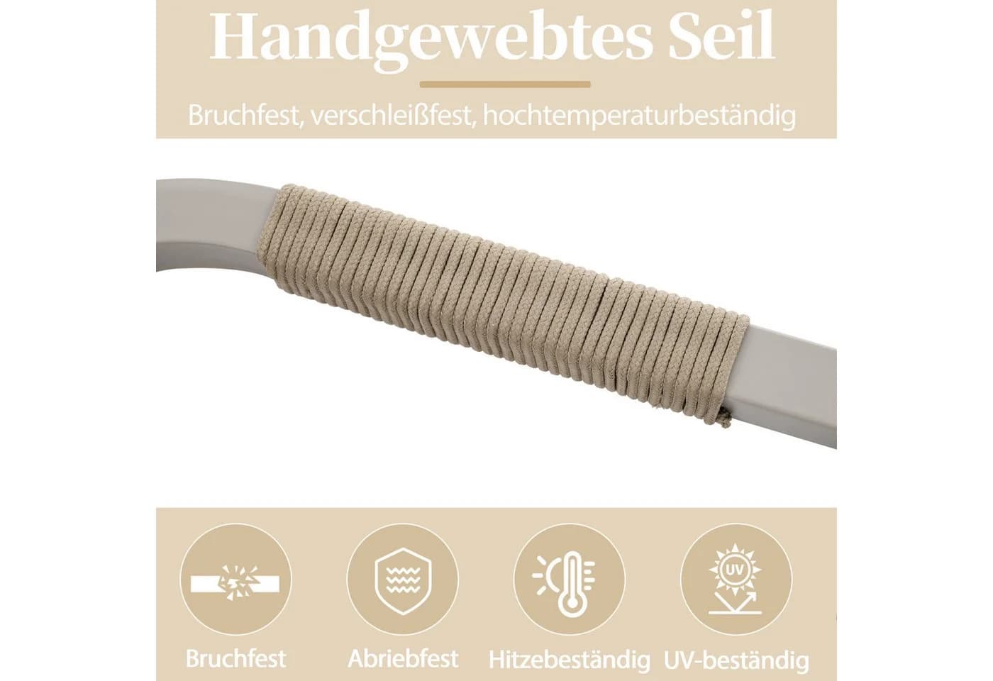 Flieks Gartenlounge-Set 6-Sitzer Beige mit Seilgeflecht - Bild 5