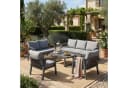 Flieks Gartenlounge-Set 7-tlg. Grau Geflecht Bild 3