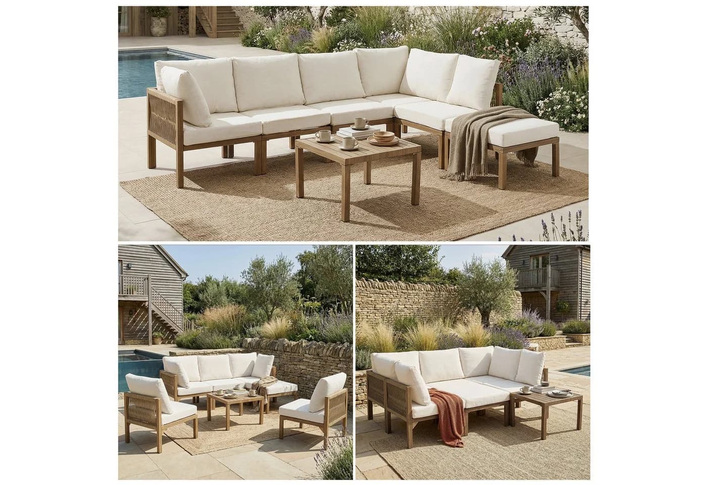 Flieks Gartenlounge-Set 6-Sitzer Beige Modular - Bild 2