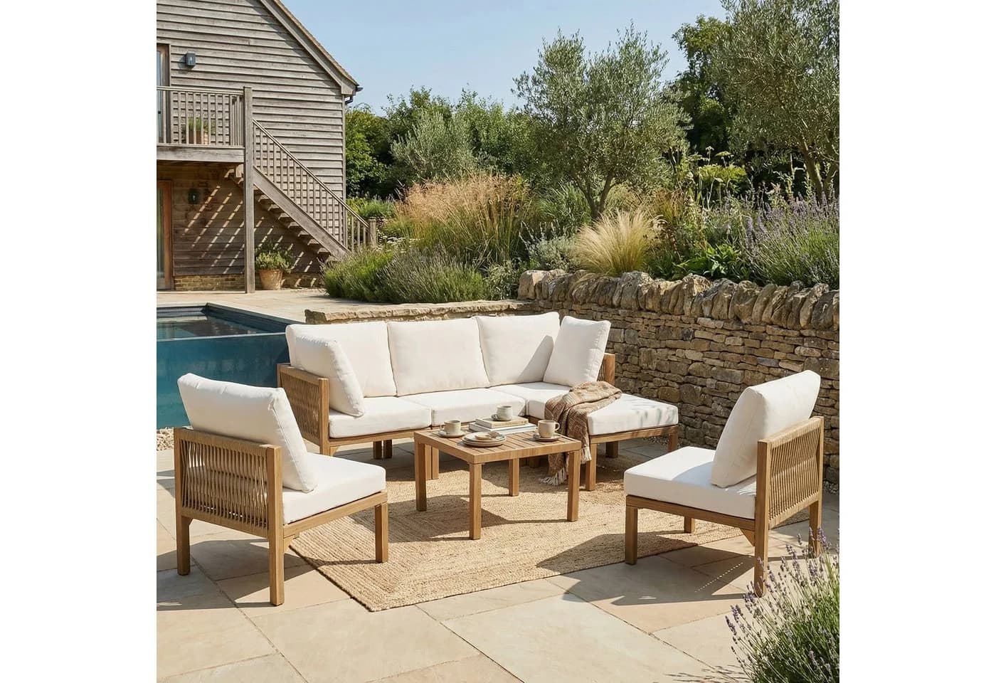 Flieks Gartenlounge-Set 6-Sitzer Beige Modular - Bild 3