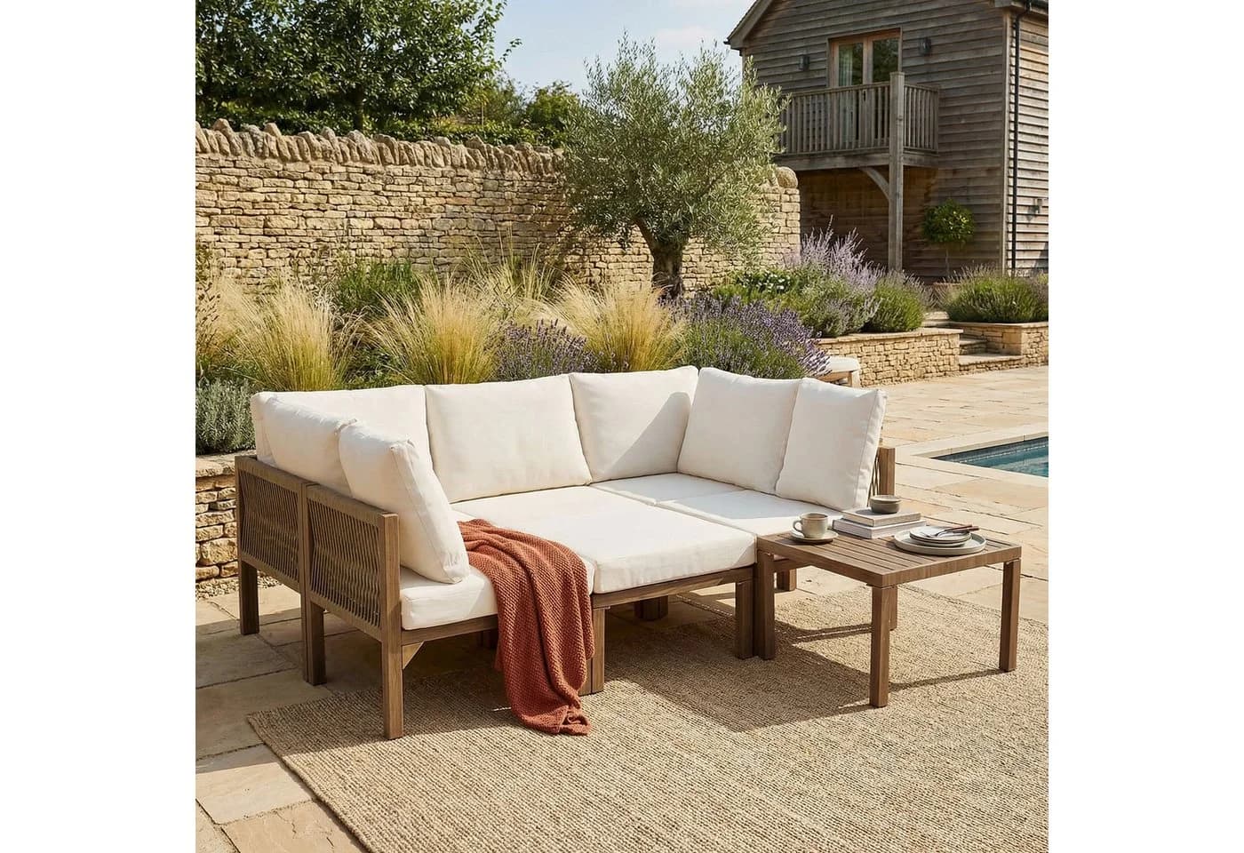 Flieks Gartenlounge-Set 6-Sitzer Beige Modular - Bild 4