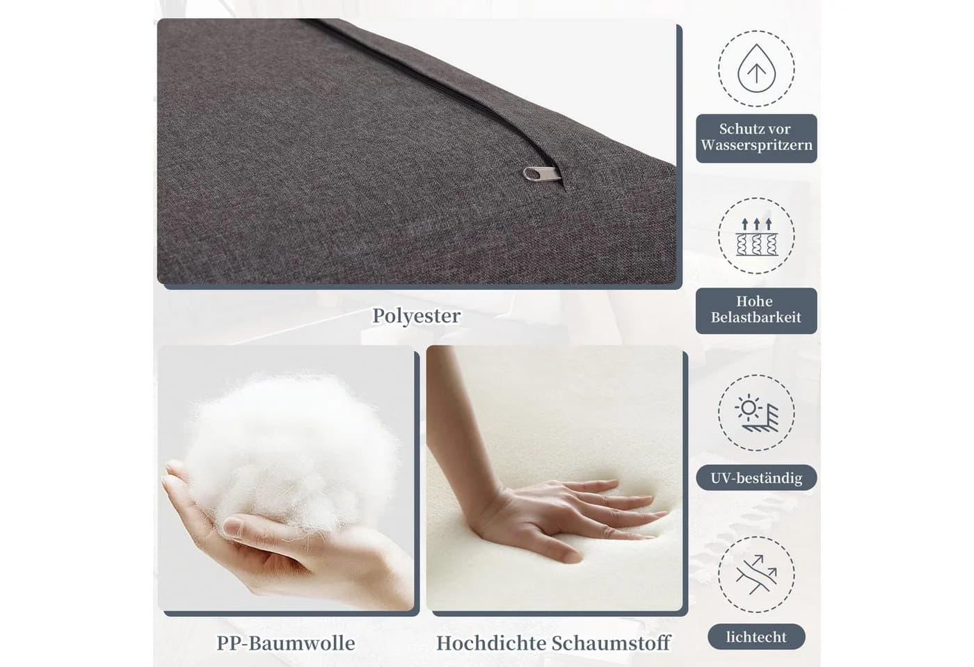 Flieks Gartenlounge-Set 6-Sitzer Grau/Braun mit Neigungsfunktion - Bild 5