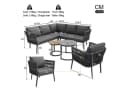 Merax Gartenlounge-Set 6-tlg. Beige/Grau Seil & Eisen Bild 5