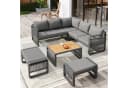 Merax Gartenlounge-Set 7-tlg. Beige/Grau Seilgeflecht Bild 2