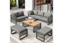 Merax Gartenlounge-Set 7-tlg. Beige/Grau Seilgeflecht Bild 3