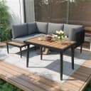 Flieks Gartenlounge-Set 4-Sitzer Essgruppe mit geflochtenen Seilarmlehnen Bild 2