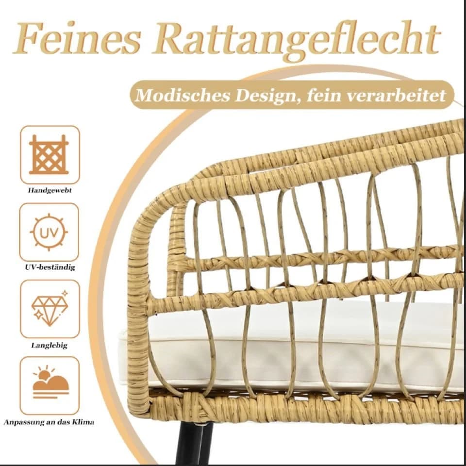 Flieks 5-teiliges Rattan Balkonset mit Kissen - Bild 4
