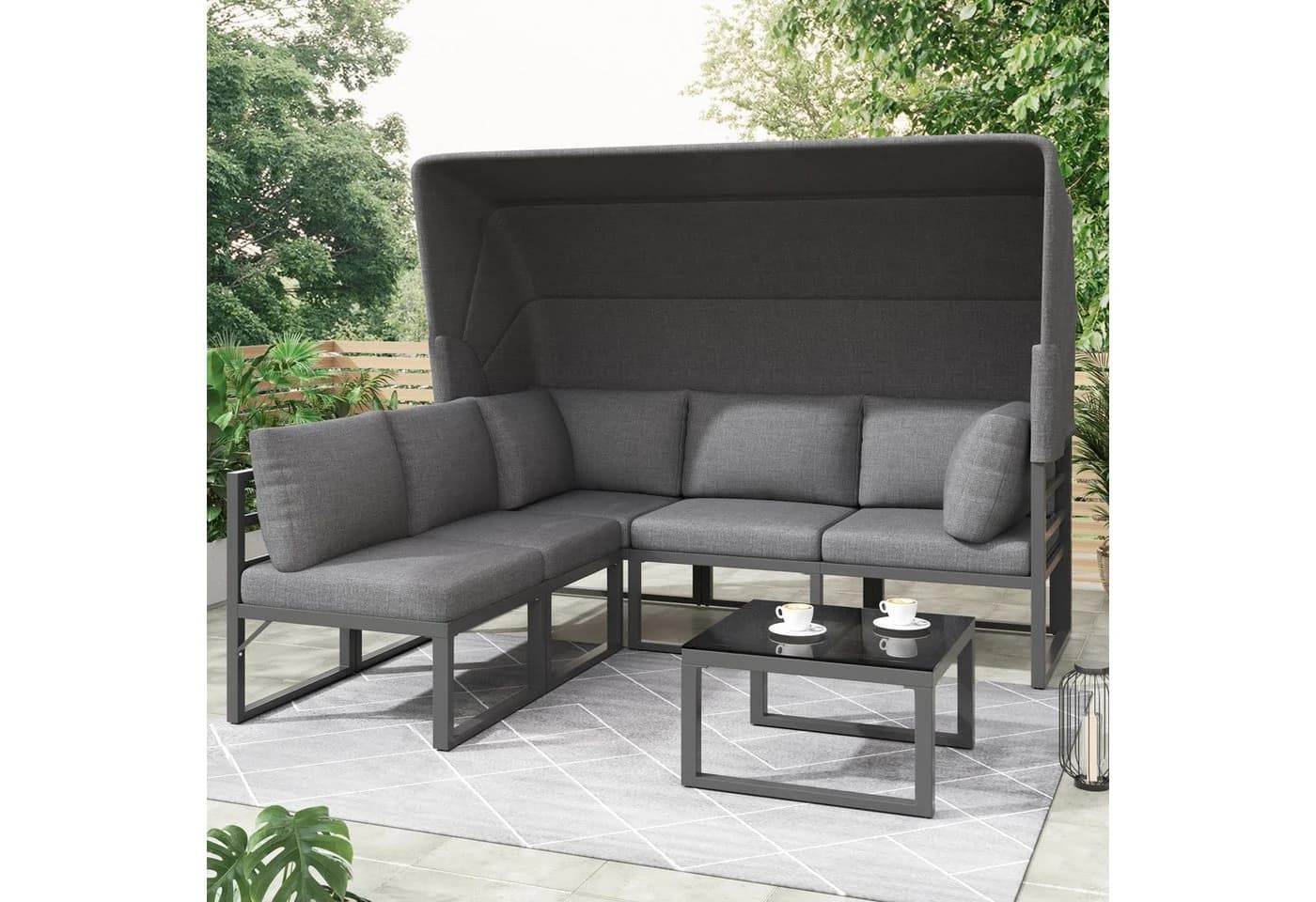 Flieks Gartenlounge-Set 5-Sitzer mit Sonnendach - Bild 2