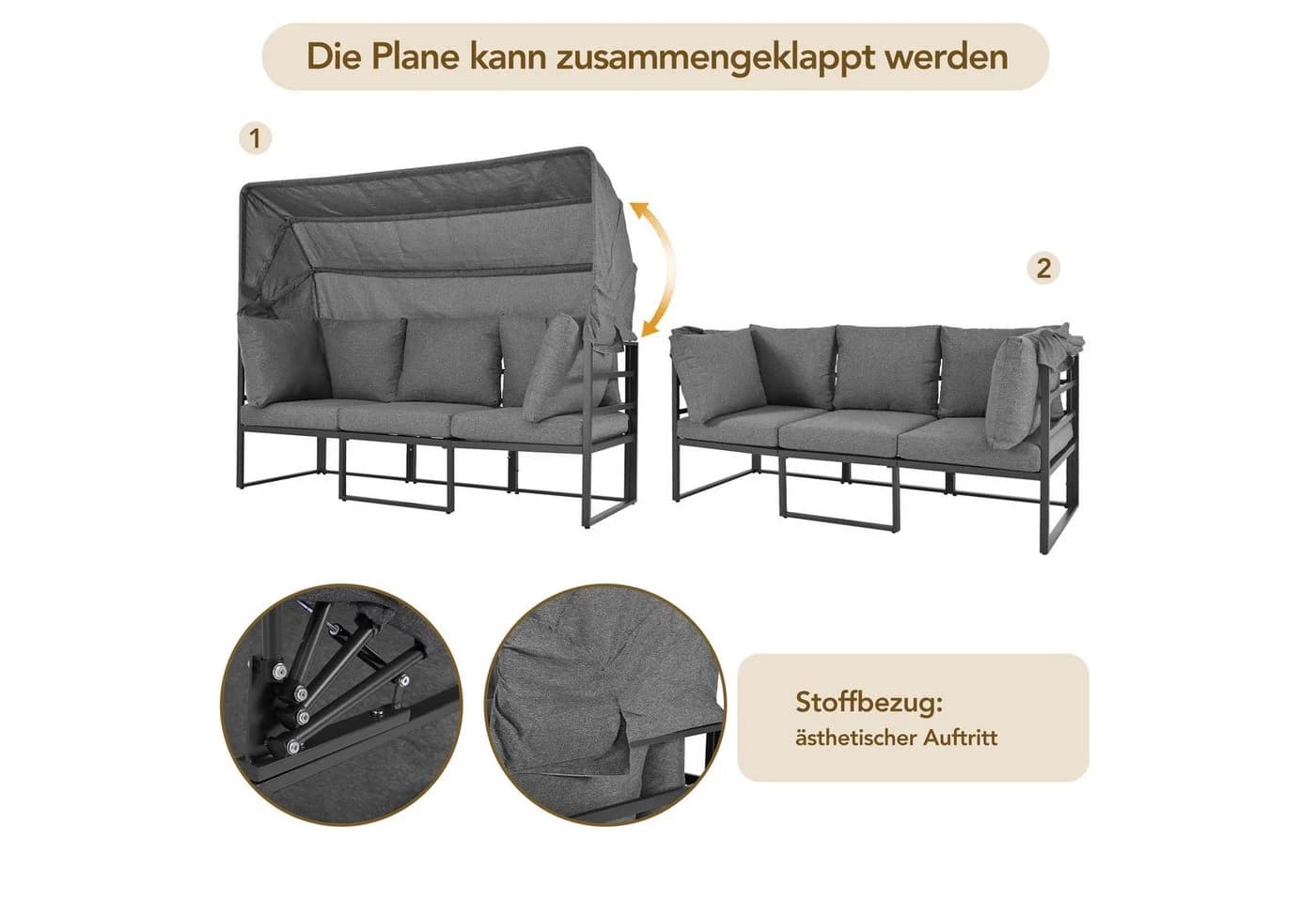 Flieks Gartenlounge-Set 5-Sitzer mit Sonnendach - Bild 3