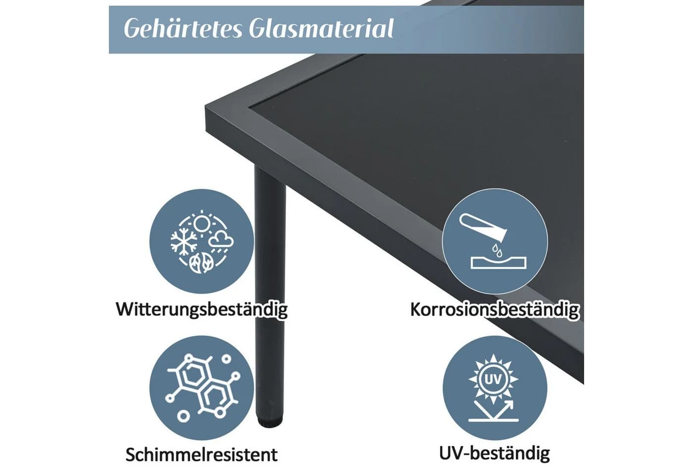 Flieks Gartenlounge-Set 6-Sitzer Grau Seil Glastisch - Bild 4