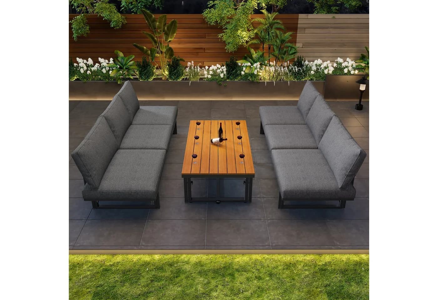 Flieks Gartenlounge-Set 3-tlg. Eisen Akazienholz