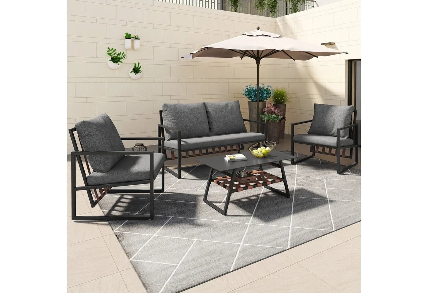 Flieks Gartenlounge-Set 4 Sitzer Balkonset