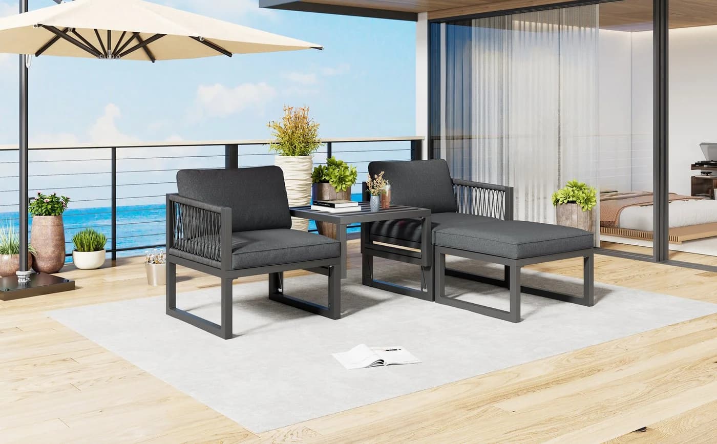 Flieks Gartenlounge-Set Aluminium 2 Sessel 2 Hocker - Bild 2