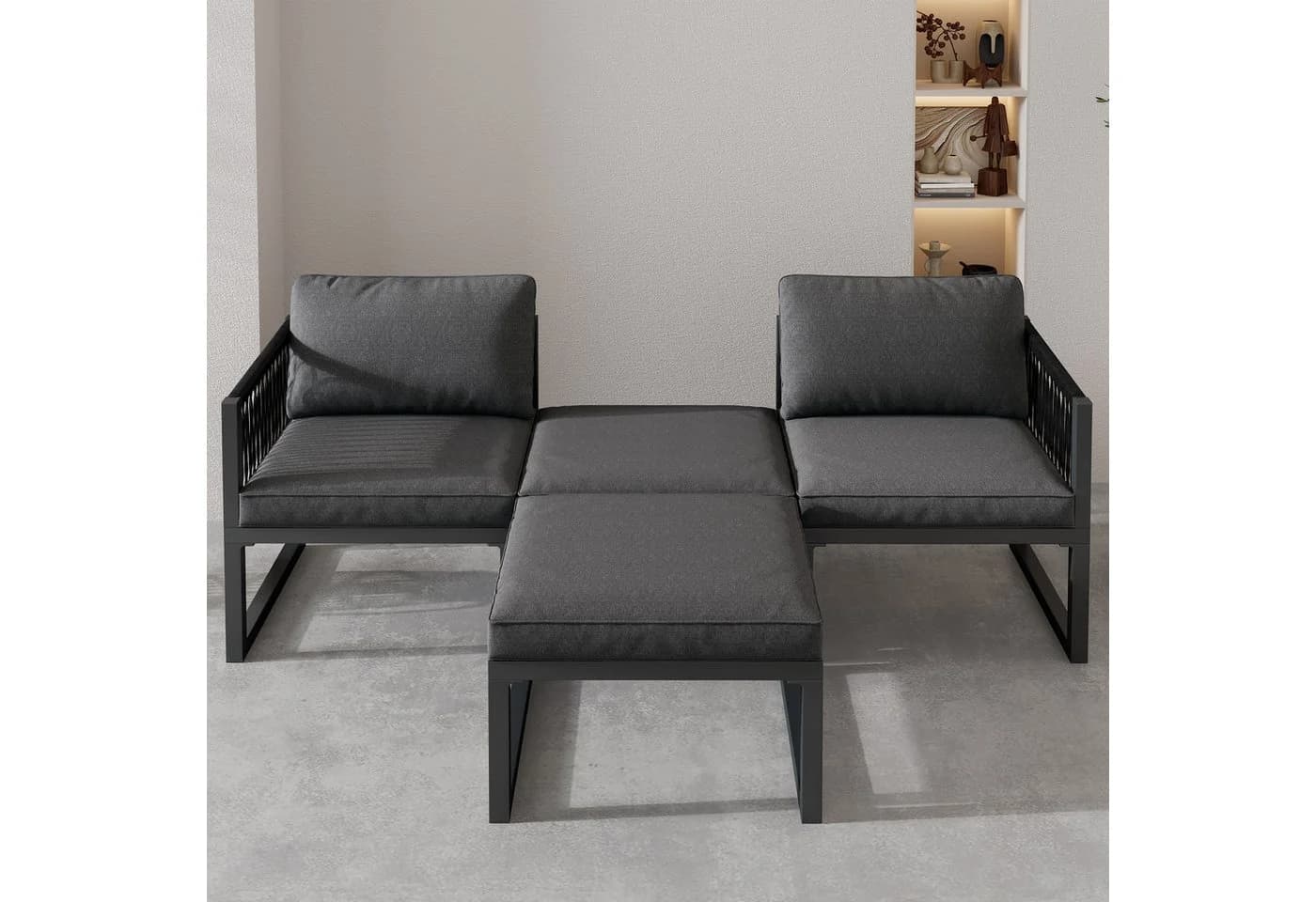 Flieks Gartenlounge-Set Aluminium 2 Sessel 2 Hocker - Bild 4