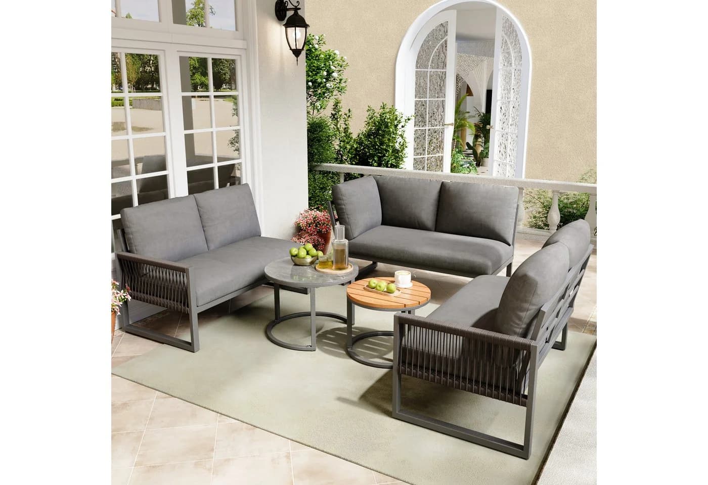 Flieks Gartenlounge-Set 6-Sitzer Ecksofa aus Seil - Bild 3